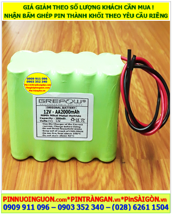 Pin sạc 12v-AA2000mAh, Pin nuôi nguồn 12v-AA200mAh, Pin sạc GREPOW 12v-AA2000mAh chính hãng